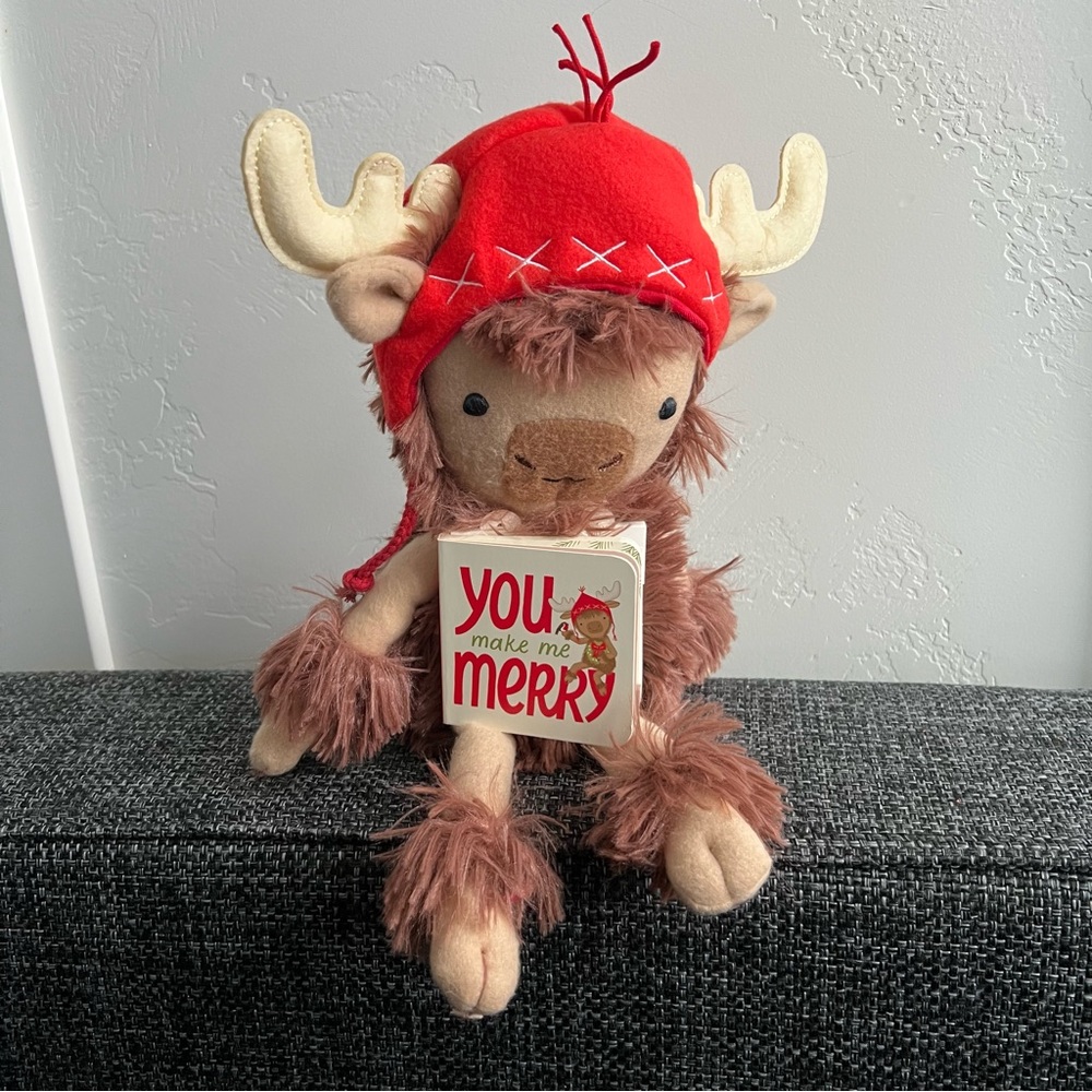 NWOT Hallmark MopTops Moose Plush And Book